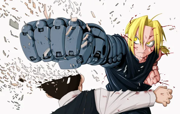 Осколки, рука, парень, Стальной алхимик, Эдвард, Fullmetal Alchemist