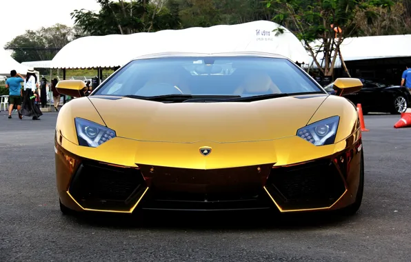Gold, lamborghini, aventador, lp700-4, авентадор, chrome, супекар