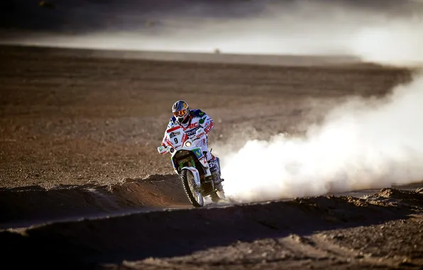 Картинка песок, пейзаж, обои, гонка, спорт, пустыня, скорость, мотоцикл