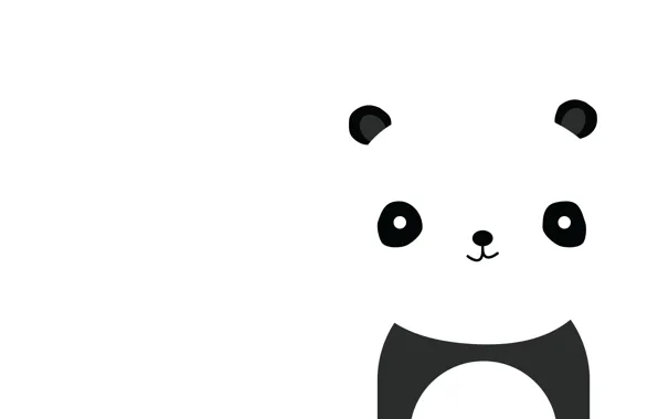 Белый, улыбка, чёрный, минимализм, панда