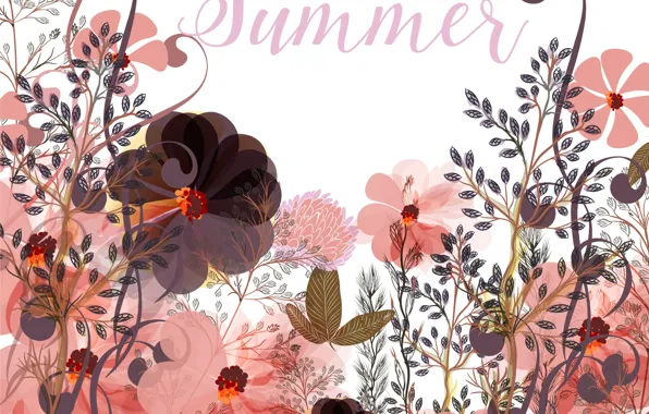 Картинка цветы, надпись, вектор, текстура, summer