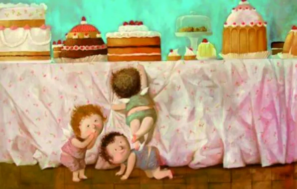 Картинка дети, торты, угощения, пироженое, Гапчинская