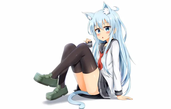 Girl, sexy, thighhighs, long hair, anime, blue eyes, beautiful, pretty