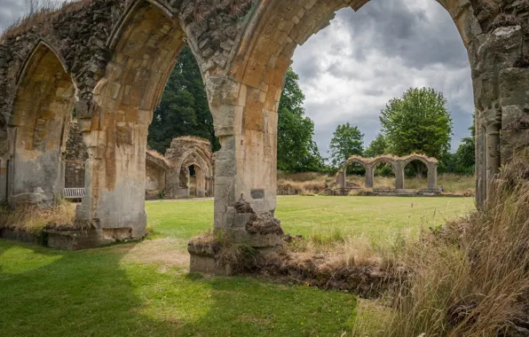 Арка, руины, Уэльс, аббатство, Hailes Abbey