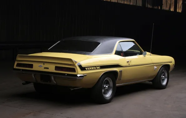 Картинка фон, Chevrolet, 1969, Камаро, Шевроле, Camaro, вид сзади, Muscle car