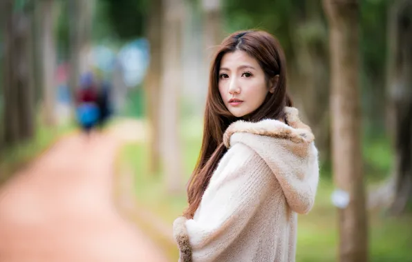 Взгляд, девушка, азиатка, боке