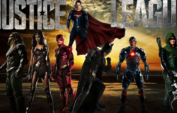 Картинка Wonder Woman, Batman, Superman, Green Arrow, Arrow, Cyborg, Flash, Aquaman
