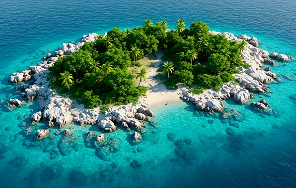 Пляж, природа, тропические острова, пальмы, океан, остров, beach, ocean
