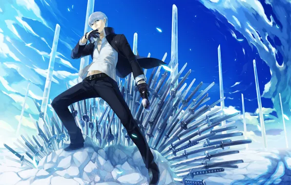 Оружие, лёд, арт, парень, мечи, Persona 4, персона 4