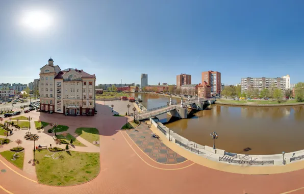 Картинка мост, река, здания, Россия, Калининград