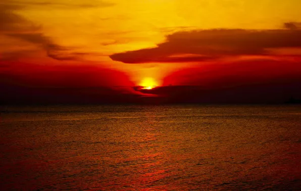 Twilight, sea, ocean, sunset, seascape, clouds, dusk, horizon
