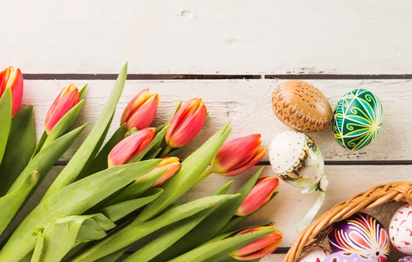 Картинка цветы, весна, colorful, Пасха, тюльпаны, wood, flowers, tulips