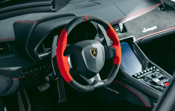 Lamborghini, logo, steering wheel, Centenario, Lamborghini Centenario Roadster