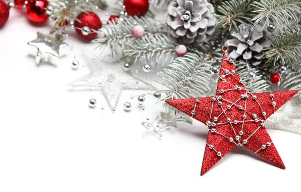 Картинка игрушки, звезда, елка, ель, ветка, Новый Год, Рождество, украшение