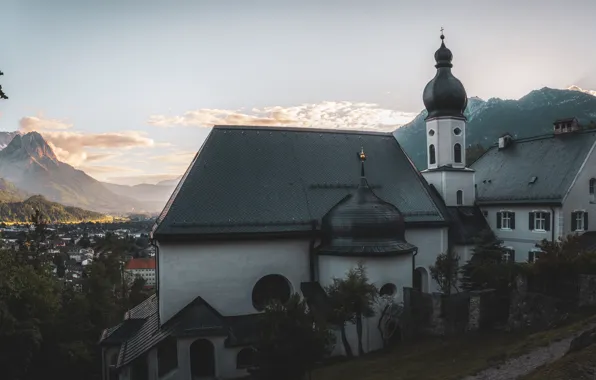 City, German, Landscape, Germany, Mountain, View, Church, Trees