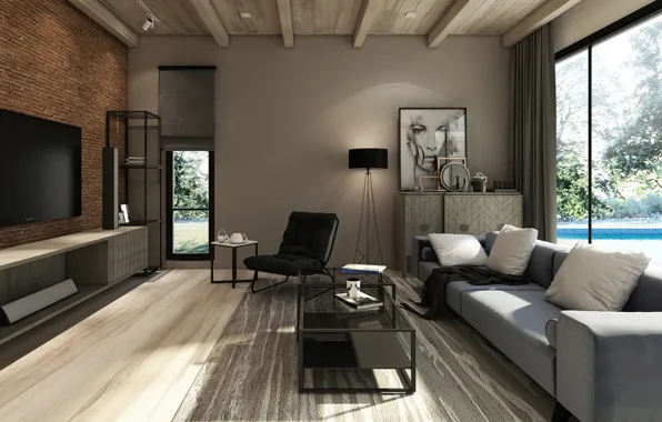 Дизайн, стиль, комната, интерьер, гостиная, Modern Loft