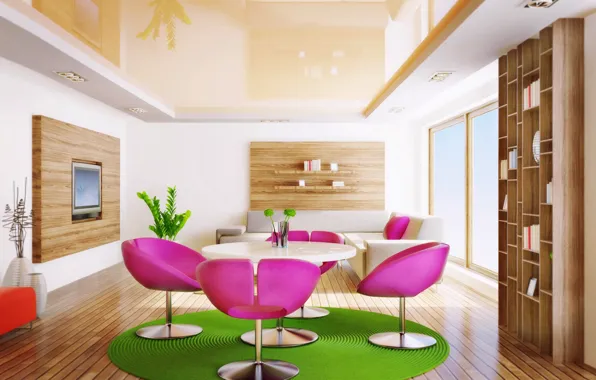 Дизайн, стол, стулья, интерьер, телевизор, шкаф, диваны, Interior design