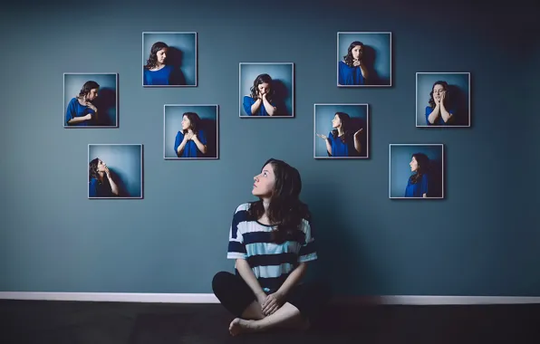 Картинка девушка, эмоции, фото, стена, жесты, портреты