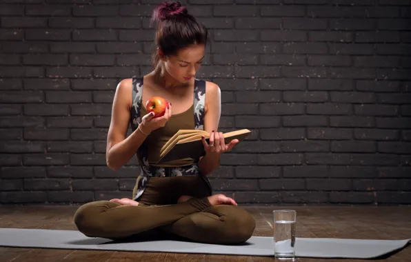 Book, yoga, exercises, healthy food, Intellect
