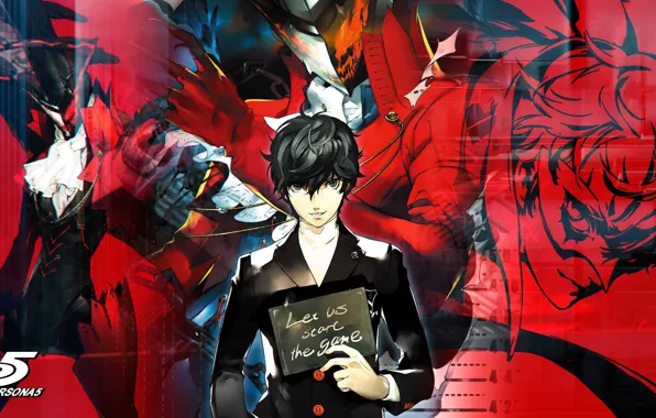 Табличка, парень, art, Shin Megami Tensei, protagonist, persona 5