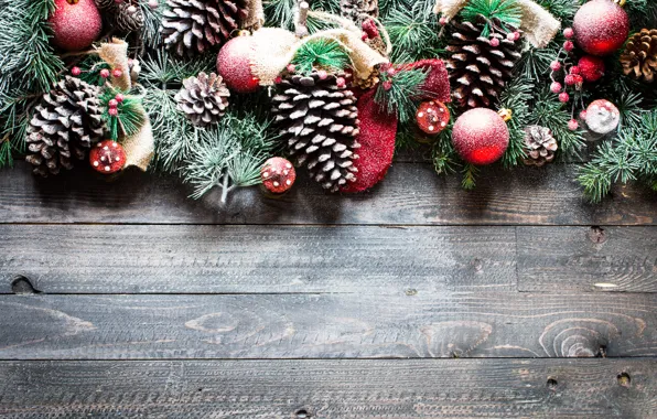 Украшения, шары, Новый Год, Рождество, christmas, balls, wood, merry