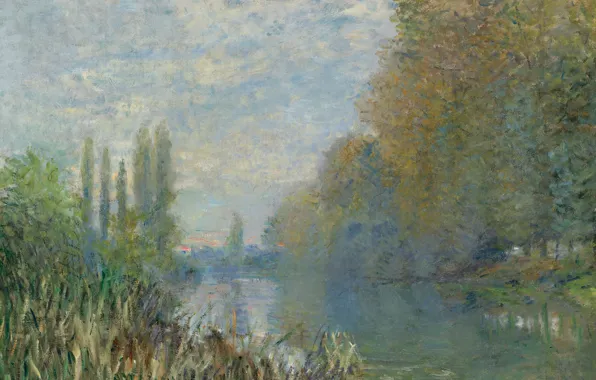 Пейзаж, природа, картина, Claude Monet, Клод Моне, Берега Сены Осенью