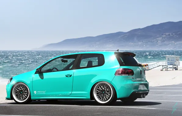 Volkswagen, Sky, Blue, Beach, Mountain, Golf, Sea, Rear