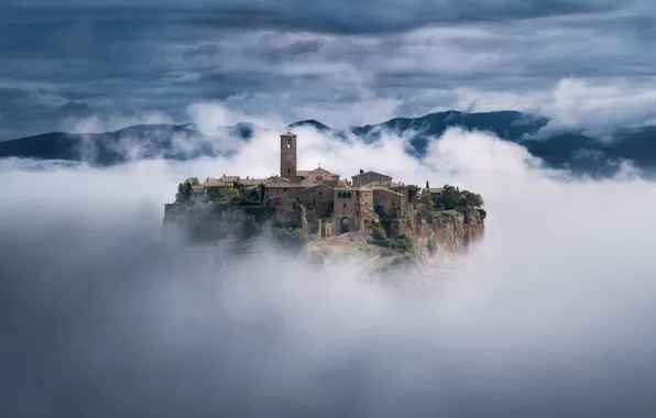 Облака, Италия, крепость, Italy, fortress, clouds, Andrea Zappia