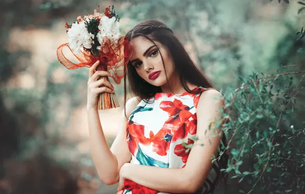 Девушка, цветы, Rosa