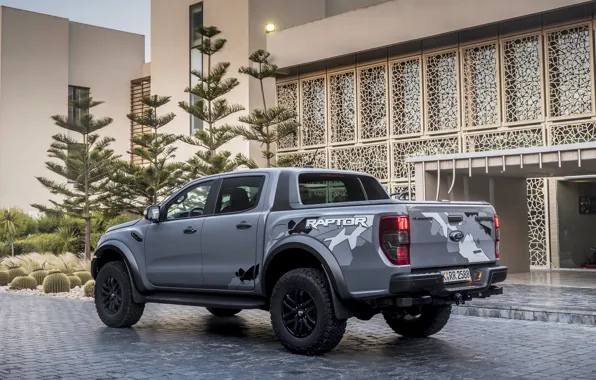 Картинка серый, здание, Ford, Raptor, пикап, Ranger, 2019