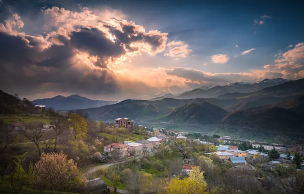 Закат, горы, Армения, Dilijan Valley