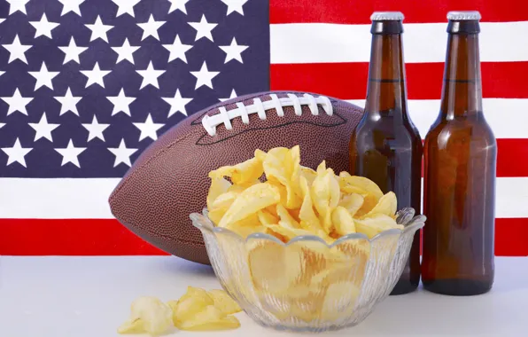 Картинка фон, мяч, пиво, флаг, регби, американский футбол, ваза, бутылки