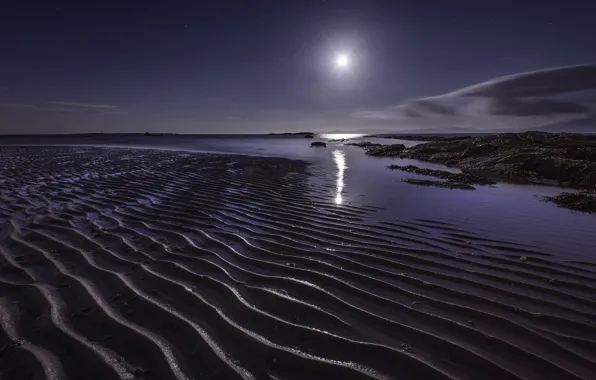 Песок, ночь, рябь, Scotland, United Kingdom, Ardrossan