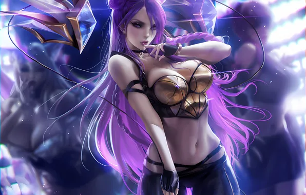 Girl, sexy, cleavage, long hair, boobs, anime, beautiful, purple eyes