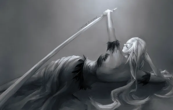 Девушка, меч, Bakemonogatari, Oshino Shinobu