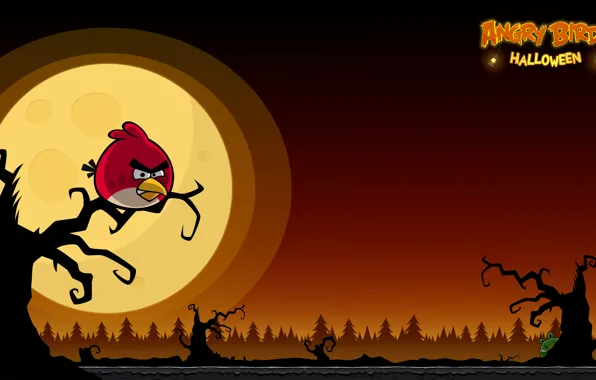 Картинка moon, halloween, sunset, Angry birds