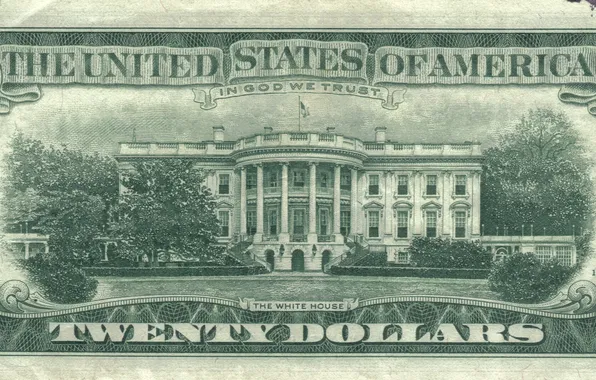 Картинка green, america, states, money, god, united, twenty, The white house