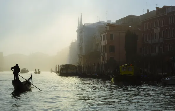 Туман, утро, Италия, Венеция