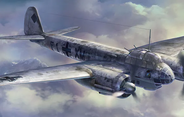 Картинка art, airplane, aviation, ww2, ju-88