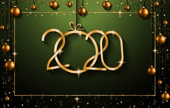 Картинка Новый год, golden, черный фон, happy, black, background, New Year, decoration