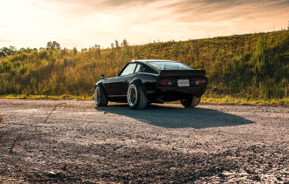 Дорога, дизайн, стиль, Nissan, Автомобиль, вид сзади, Datsun, 240z 6