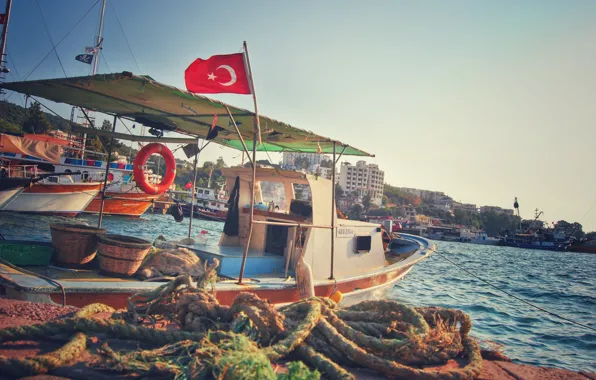 Summer, coast, holiday, turkey, boat, Sea