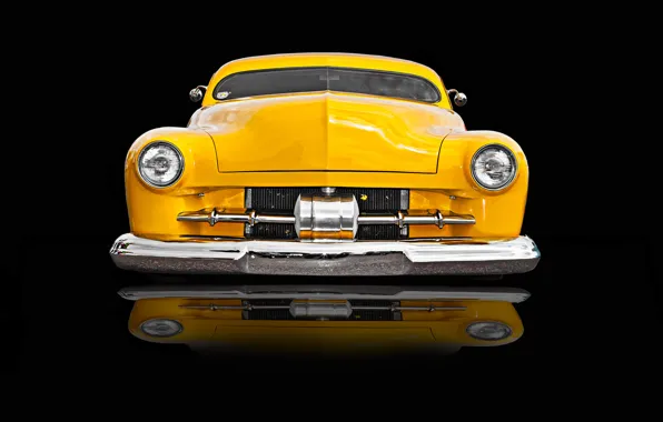 Картинка желтый, ретро, автомобиль, классика, передок, classic car