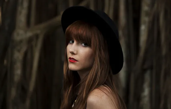Картинка девушка, шляпа, рыжая, Lauren Conway