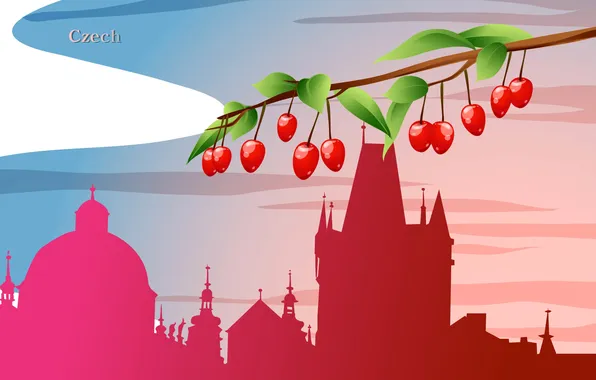 Картинка город, ягоды, путешествия, башня, Чехия, туризм, страна, государство