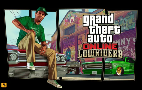 Картинка тачки, арт, cars, Grand Theft Auto V, лоурайдер, grand theft auto online, Ламар