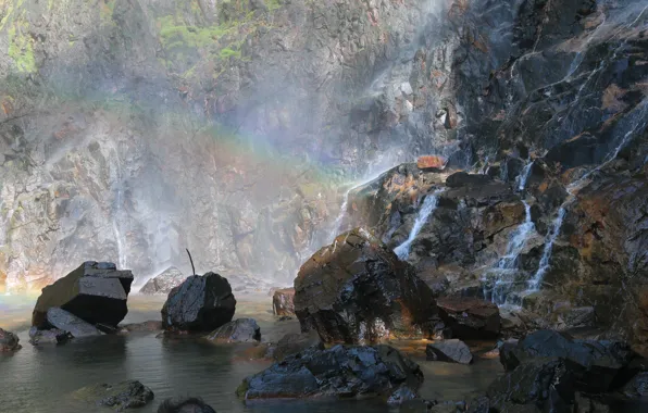 Природа, Водопад, Скалы, Радуга, Rainbow, Nature, Waterfall, Malaysia