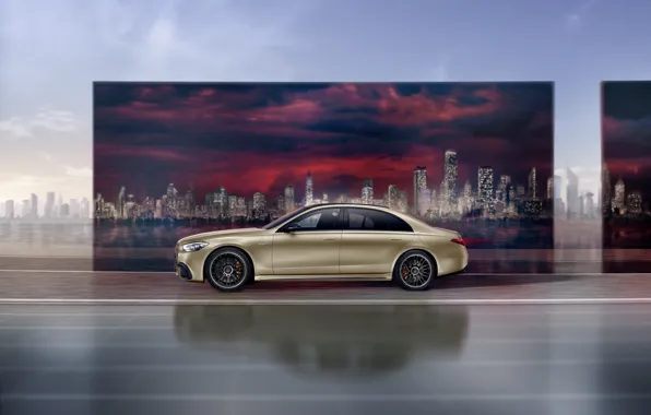 Mercedes-Benz, Сбоку, 2023, Full-sized luxury sedan, Mercedes-AMG S-Class, Полноразмерный роскошный седан