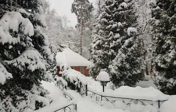 Природа, Зима, Снег, Домик, House, Nature, Winter, Snow