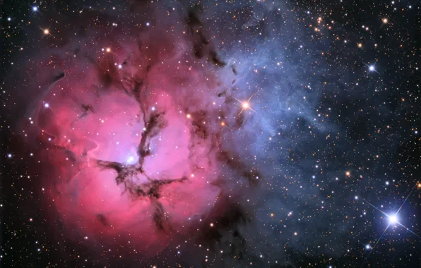 Картинка космос, туманность, nebula, тройная туманность, m20, Trifid, NGC 6514